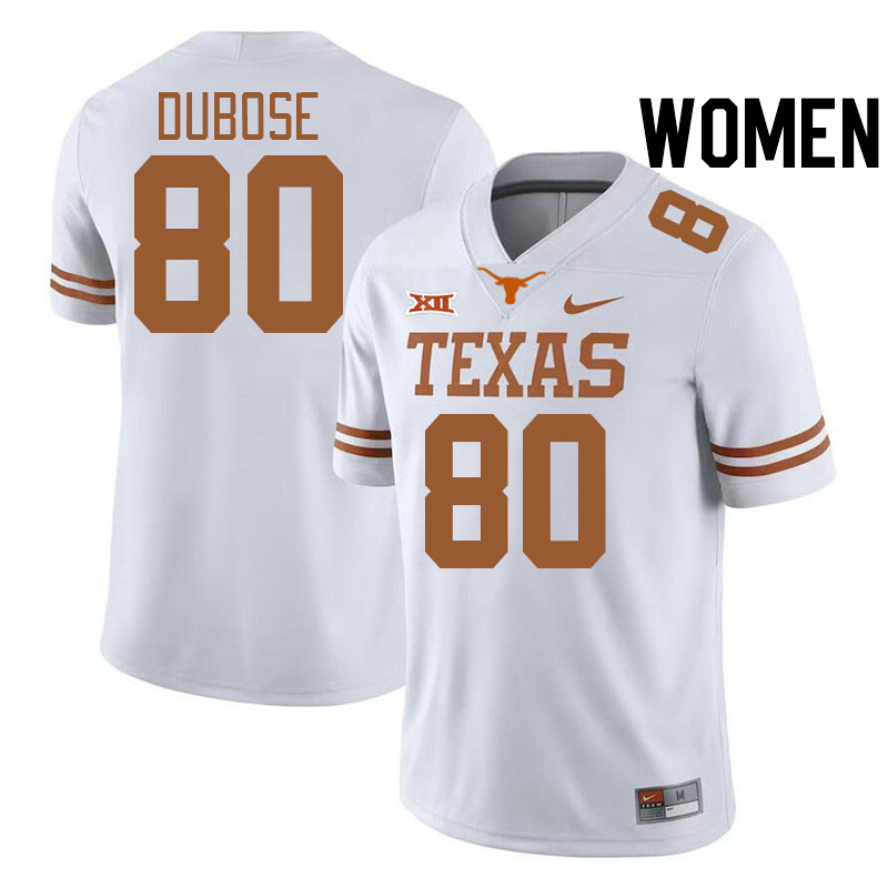 Women #80 Freddie Dubose Texas Longhorns College Football Jerseys Stitched-White